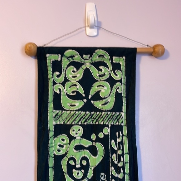 Caribelle Batik Wall hanging Wood Wire hanger Monkey Batik Print - Picture 2 of 14